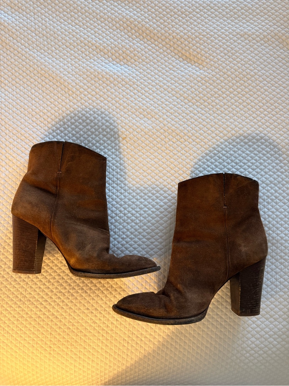 Vince Brown Suede Ankle Booties with Block Heel